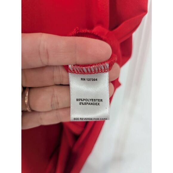 John‎ Mark Asymmetrical Blouse women's size Large red short sleeve tunic - Picture 4 of 6